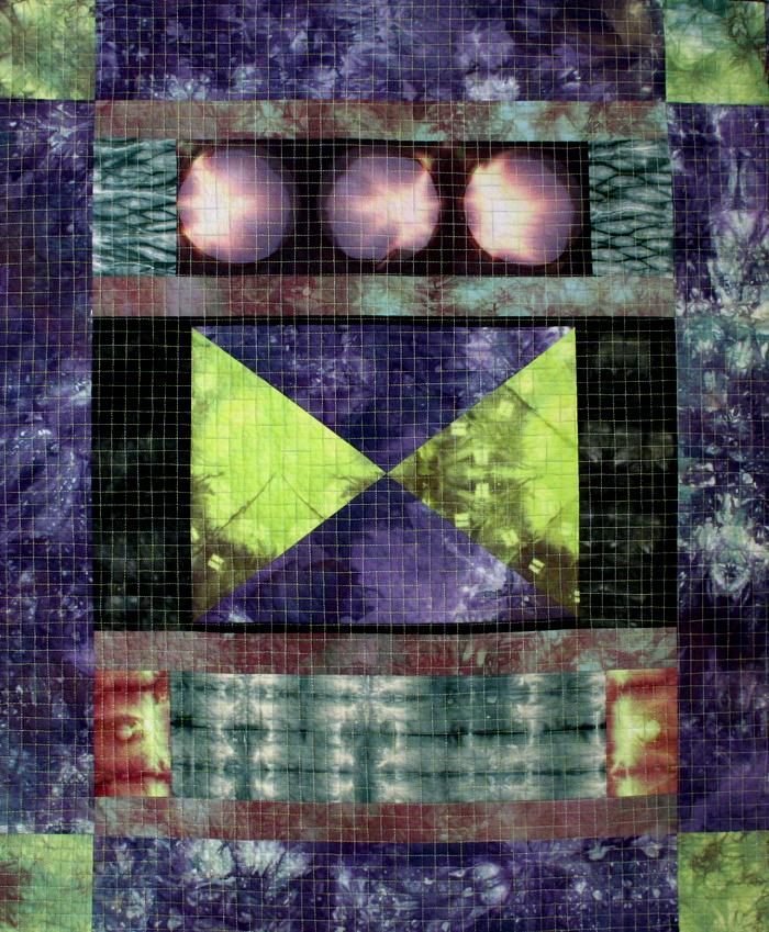 Pink June Art Quilt repurposed vintage fabric